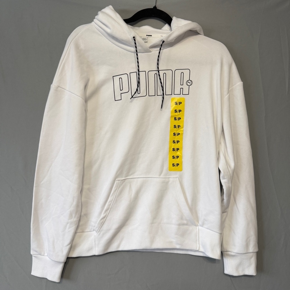 Puma Womens Pullover Hoodie Size Small White Sporty Lounge Athletic NWT READ